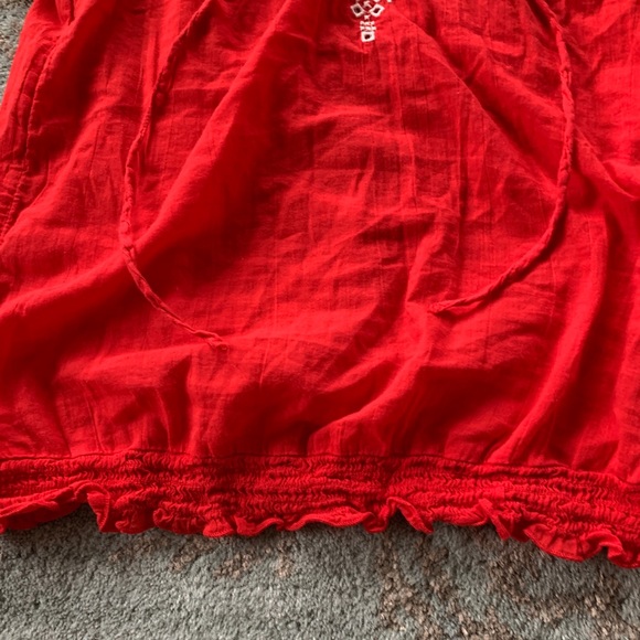 Red Cotton Poet’s/Boho Blouse - Picture 4 of 9